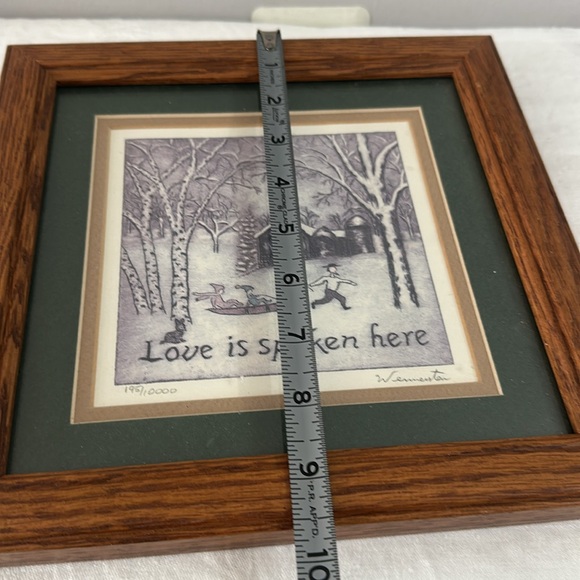 Artist Wemarta Signed & Numbered Love is spoken here Print in Green & Tan Mat - Picture 4 of 5